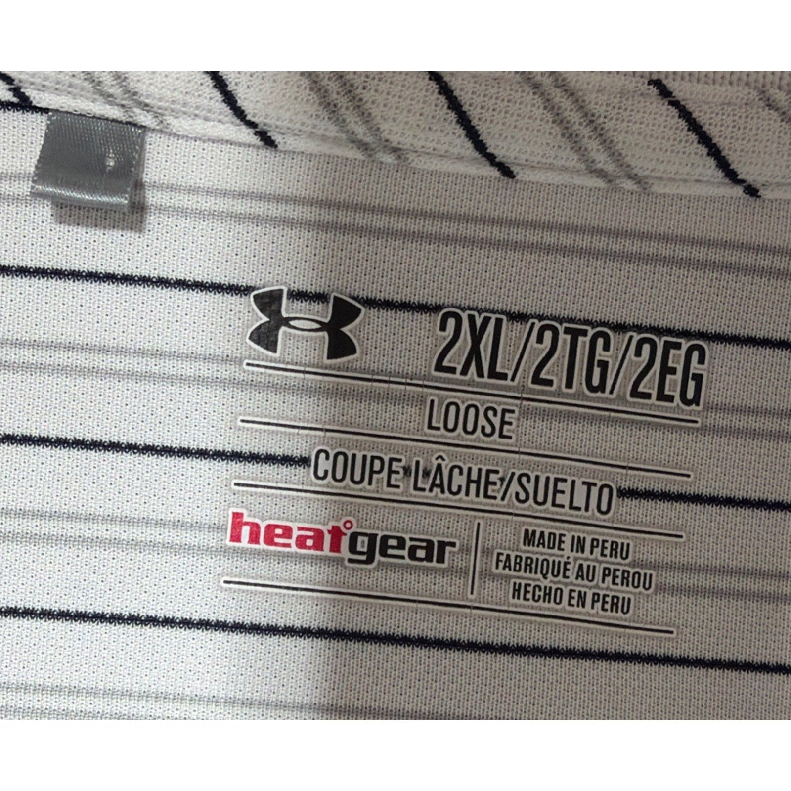 Men's Under Armour Playoff Polo Shirt White Striped Size 2XL