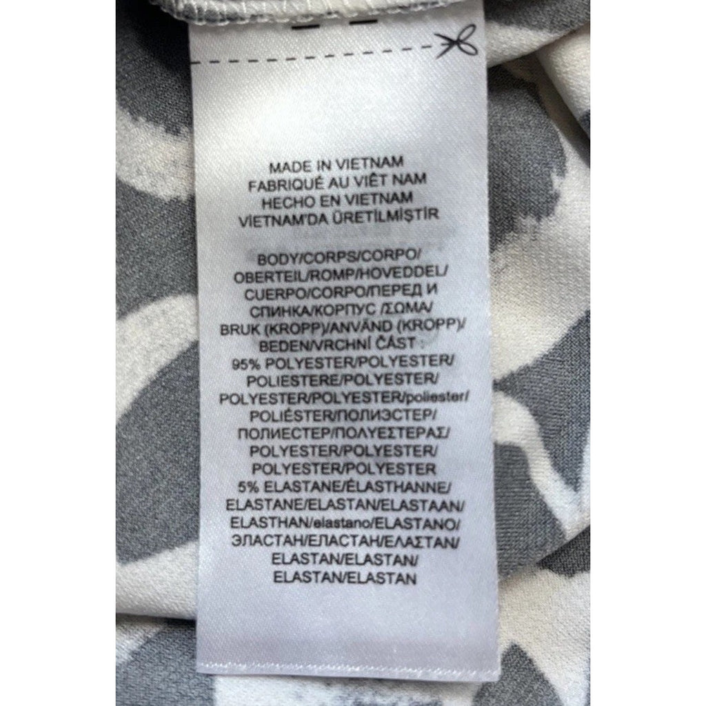 Lauren Ralph Lauren Gray White Printed Surplice Faux Wrap Dress Womens Stretch 4