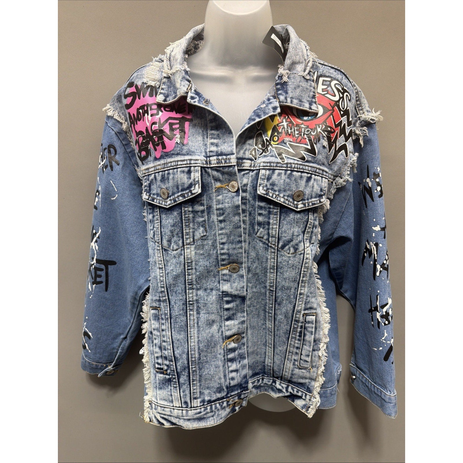 Hard Rock Cafe Bad Girl Vog Paris Catwoman Denim Jean 2 Tone Jacket L New