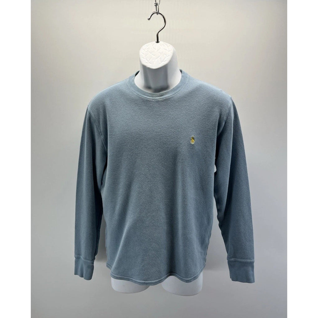 Polo Ralph Lauren Sweater Men Large Waffle Blue Sleepwear Pajama Outdoors Cotton