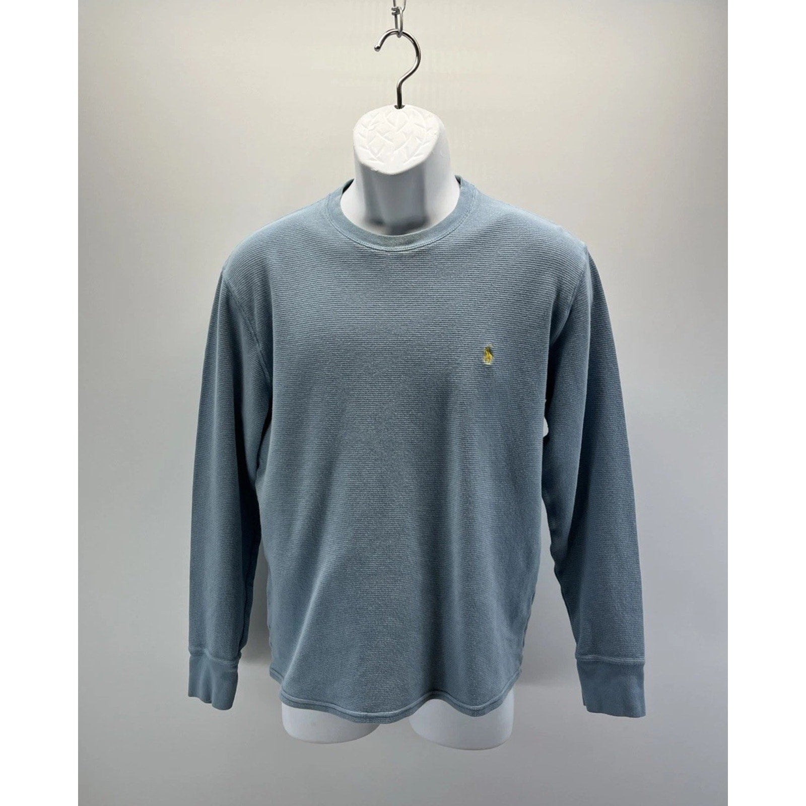 Polo Ralph Lauren Sweater Men Large Waffle Blue Sleepwear Pajama Outdoors Cotton