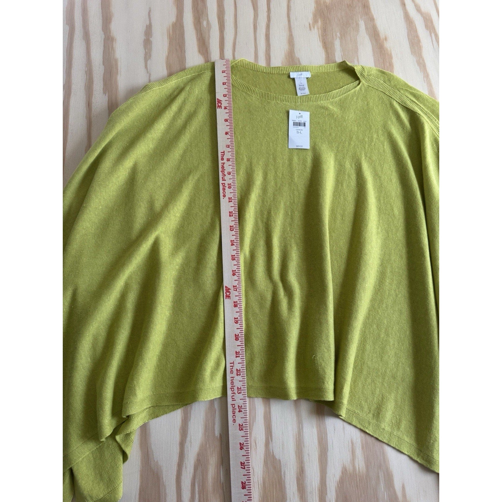 J.Jill Citron Linen Blend Poncho Tunic With Tassels Fringe Oversized Relaxed Fit