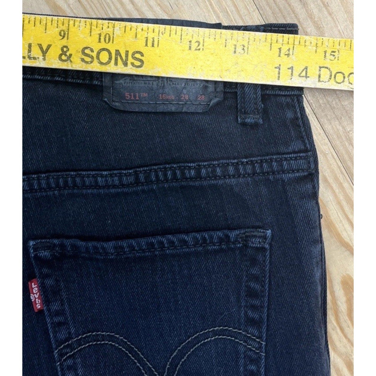 Levi's 511 Jeans Mens 28x38 Slim Fit Black Indigo Fits