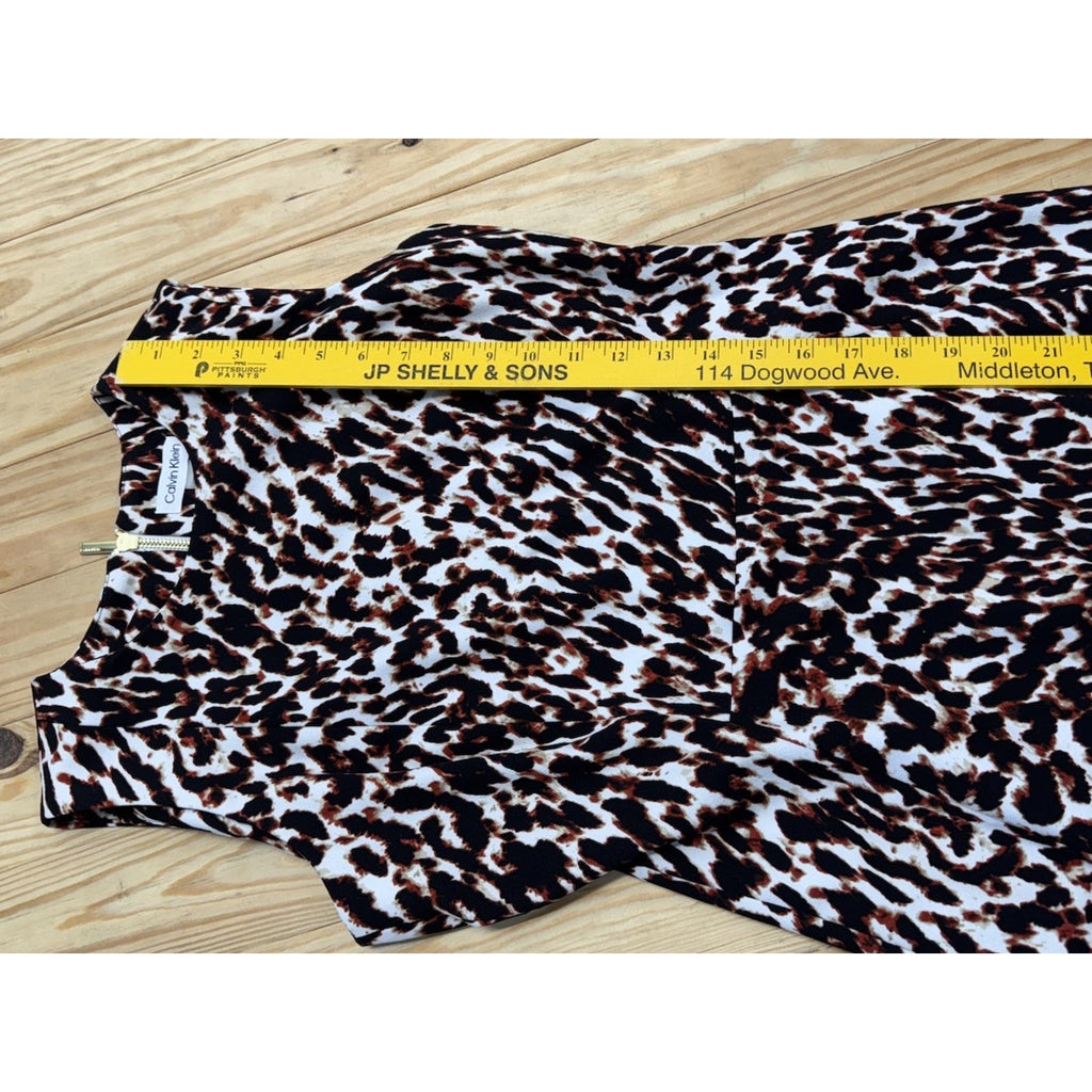 Calvin Klein Sleeveless Crew Neck Animal Print Scuba Sheath Dress Size 8