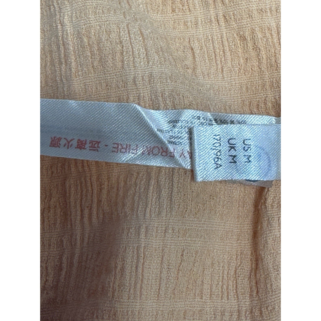 FREE PEOPLE Kokomo Peach Midi Tank Dress Ruched Side Slit Cotton Blend Size Med