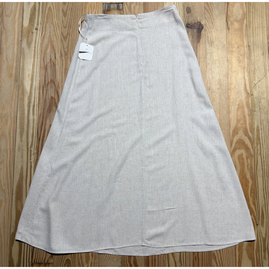 Altar'd State Linen Blend Midi Skirt Size Med Natural Oatmeal Flowy Boho NWT