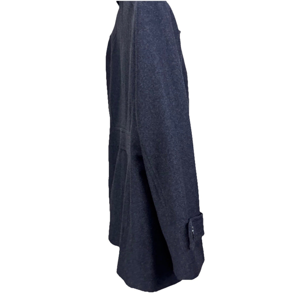 Women's PL London Fog Wool Blend Dark Charcoal Button Front Pea Coat Medium EUC