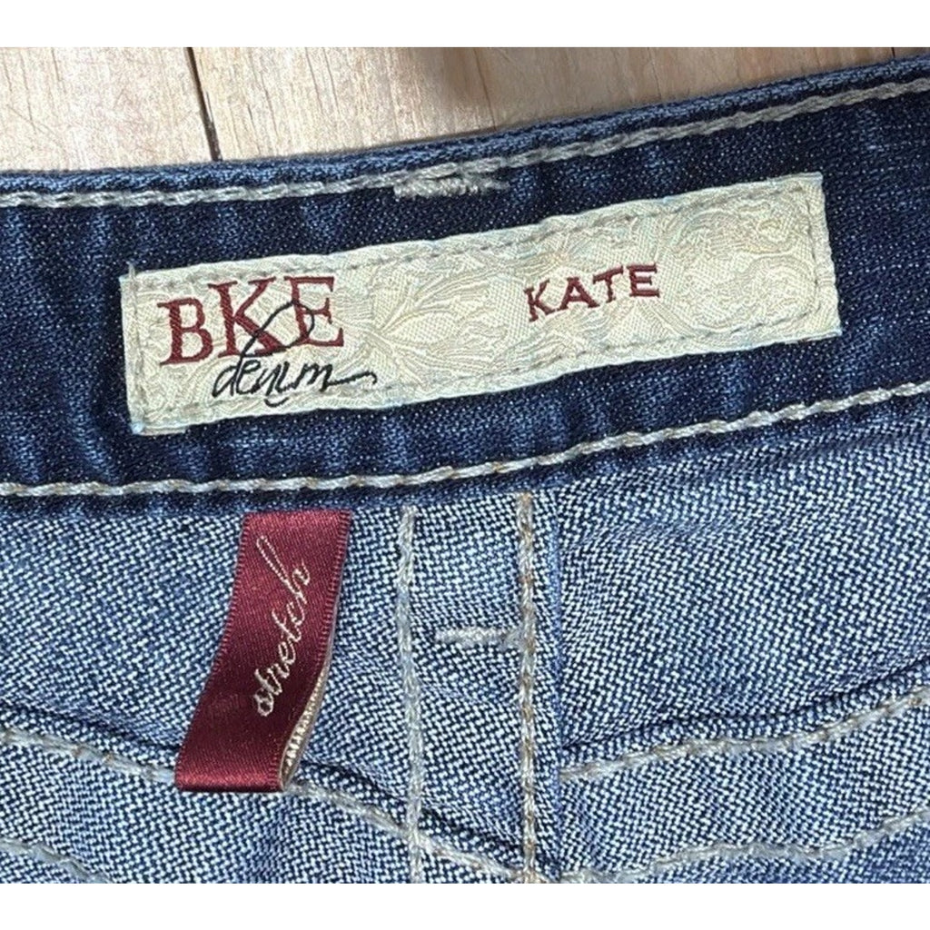 BKE Buckle Jeans Womens 30x19 Blue Kate Capri Stretch Mid Rise Distressed Denim