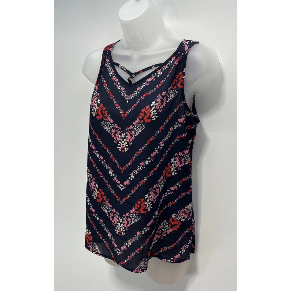NWT Maurices XS Navy Blue Sleeveless Floral Cottage Blouse Top