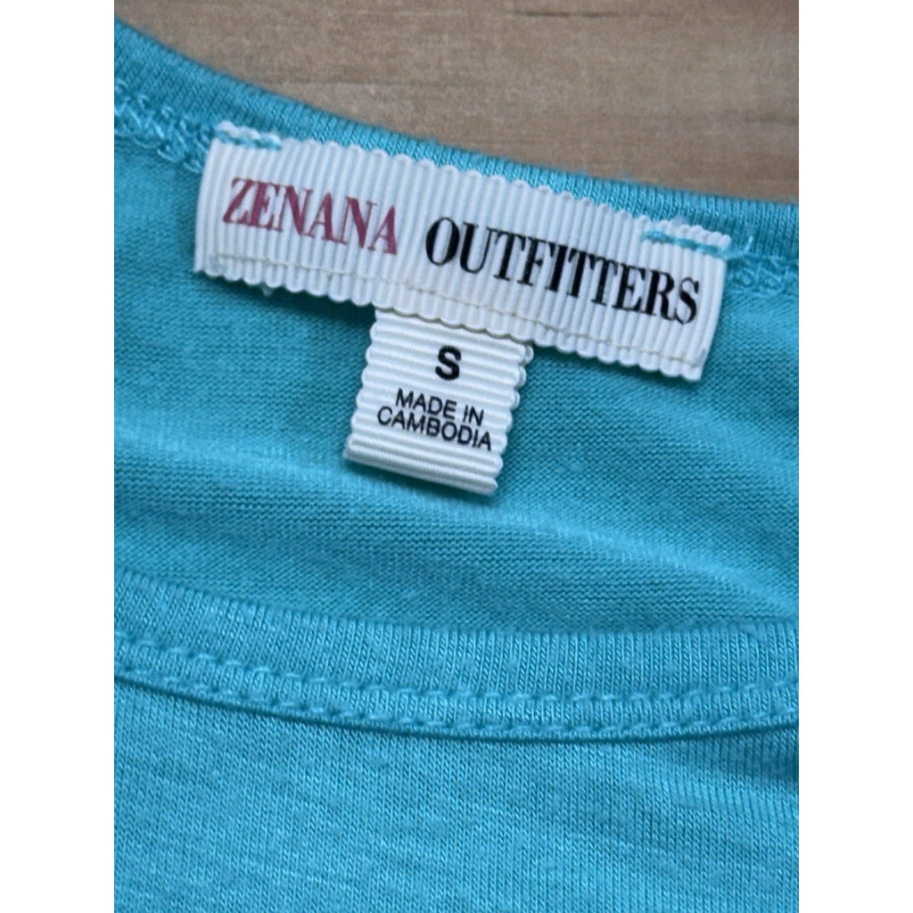 Zenana Light Teal Ladies Popover Shirt Top Size L Dolman 3/4 Sleeve Stretch