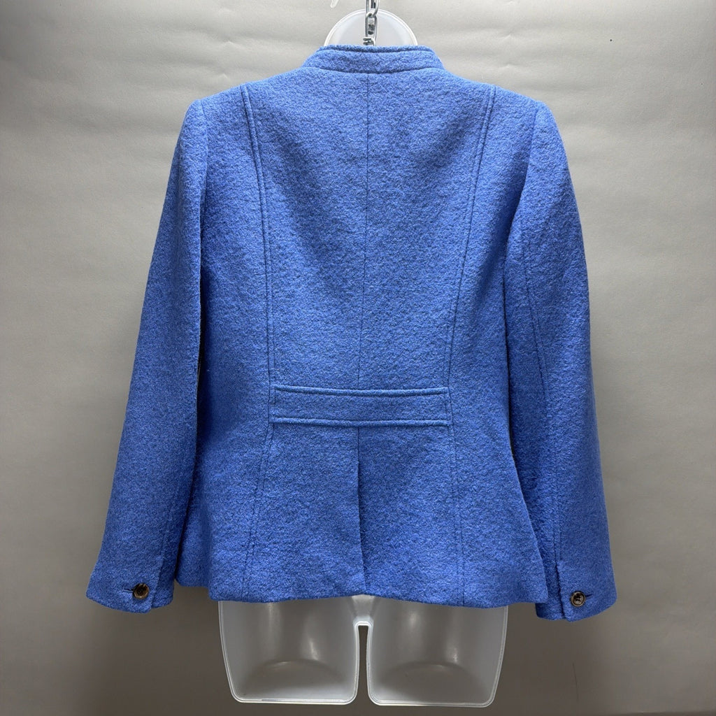 NWOT Talbots Womens Rich BOILED WOOL JACKET Classic Coat Blue Quiet Luxury 8 Pet