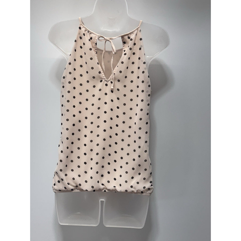 Express Pink Brown Polka Dot Sleeveless Tank Top Blouse Women’s Size Small