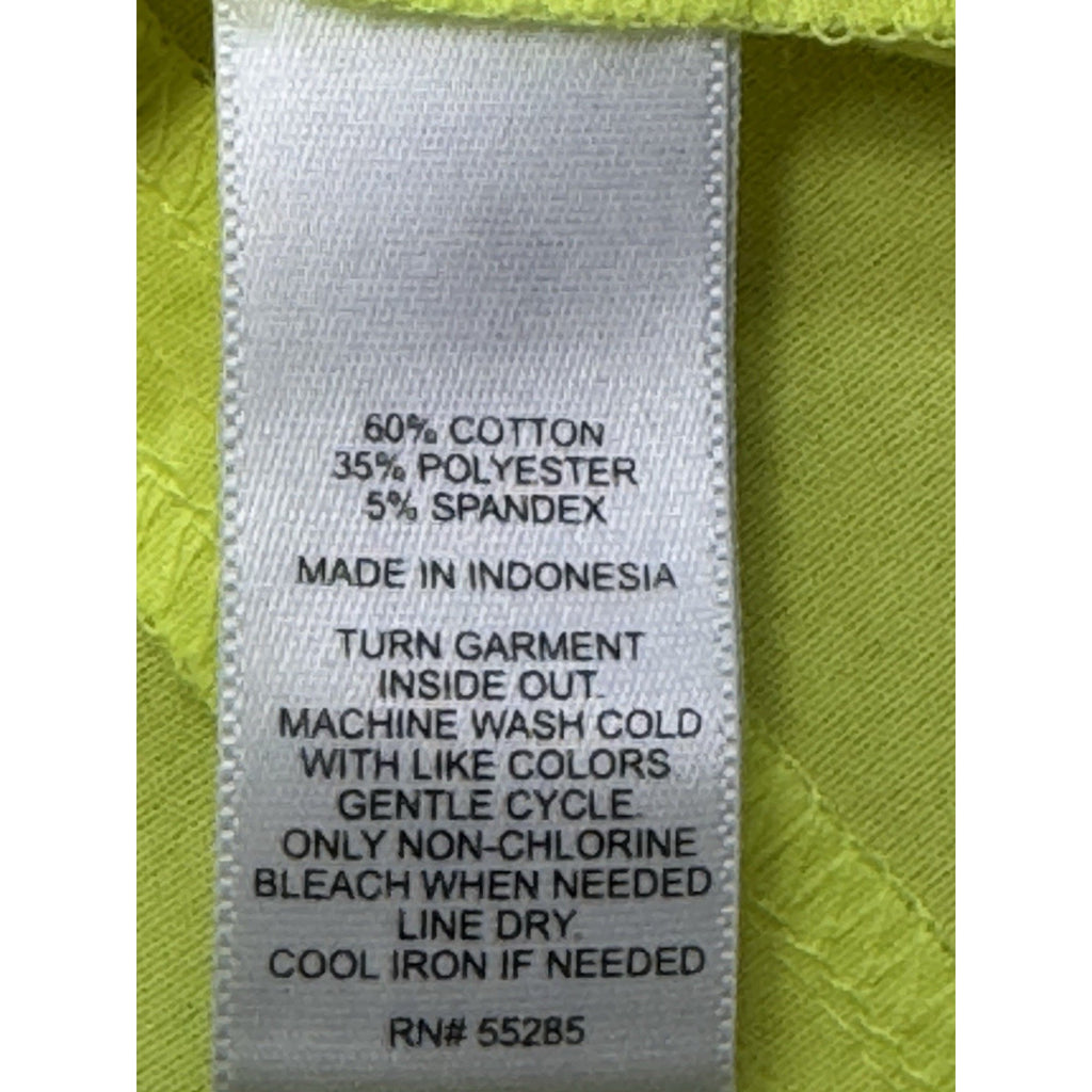 Express Yellow Sheer Hidden Button Down Shirt Short Sleeve Women’s Size L NWT