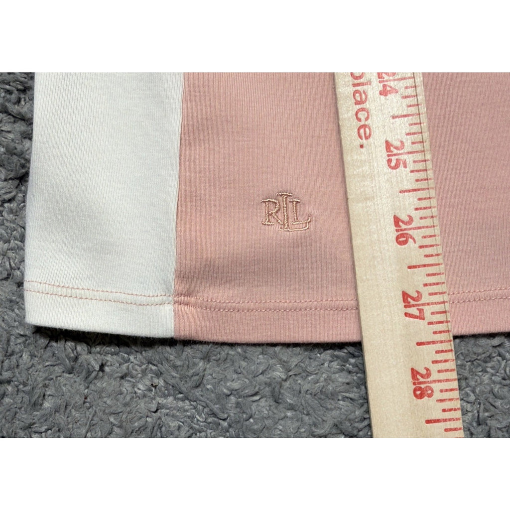 Women’s Lauren Ralph Lauren Blouse/Top XXL Pink Cream Cotton Stretch