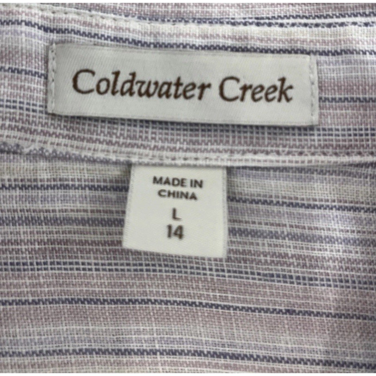Coldwater Creek Womens L Pastel Multicolor Striped 100% Linen Shirt Button Up