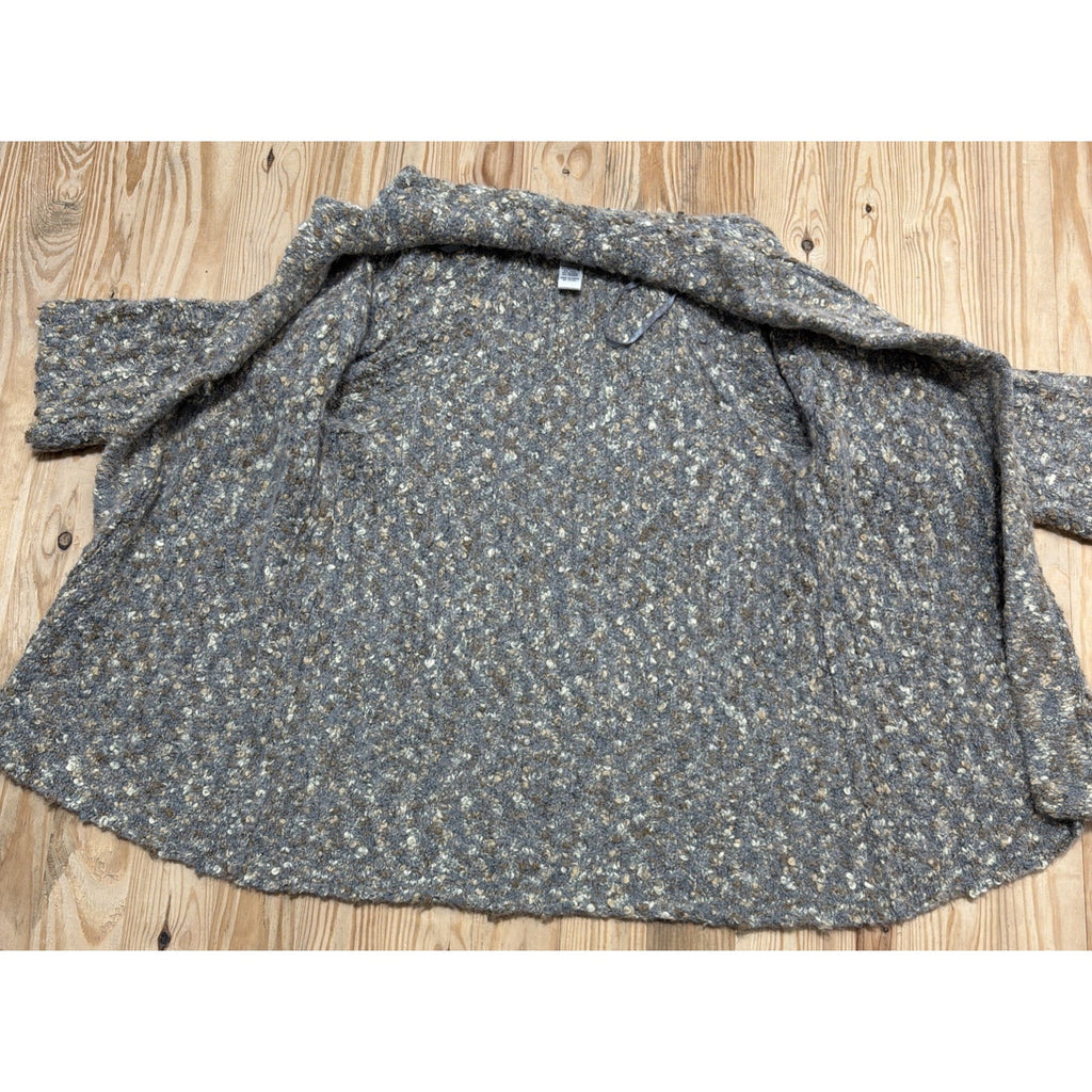 Susan Bristol 1X Gray Tan Alpaca Mohair Wool Blend Cardigan Cottage Boho Vintage