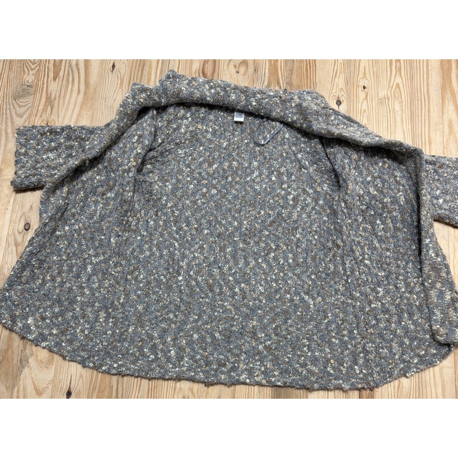 Susan Bristol 1X Gray Tan Alpaca Mohair Wool Blend Cardigan Cottage Boho Vintage