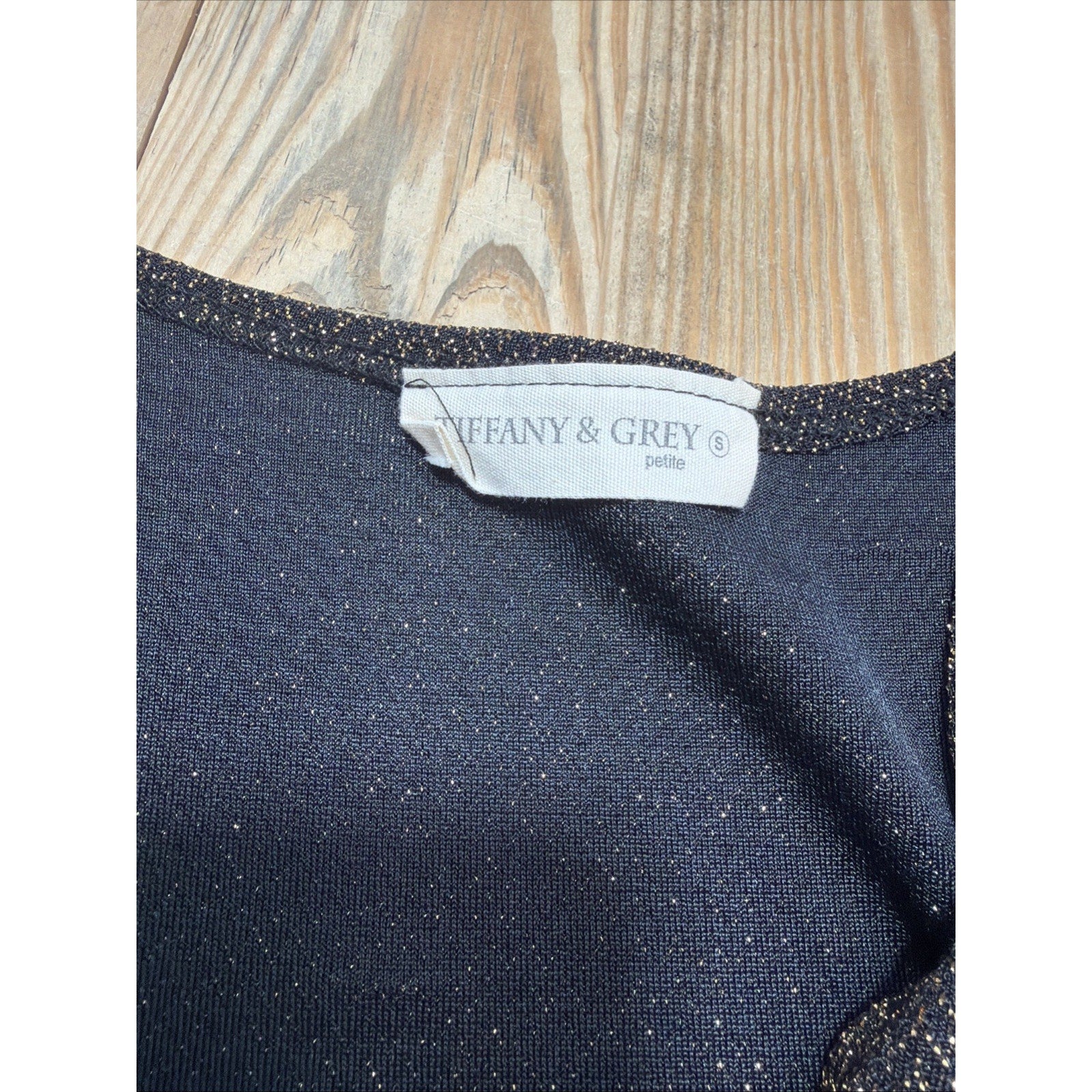 Vintage Tiffany & Grey Cardigan Metallic Gold Black Size Small Made In USA