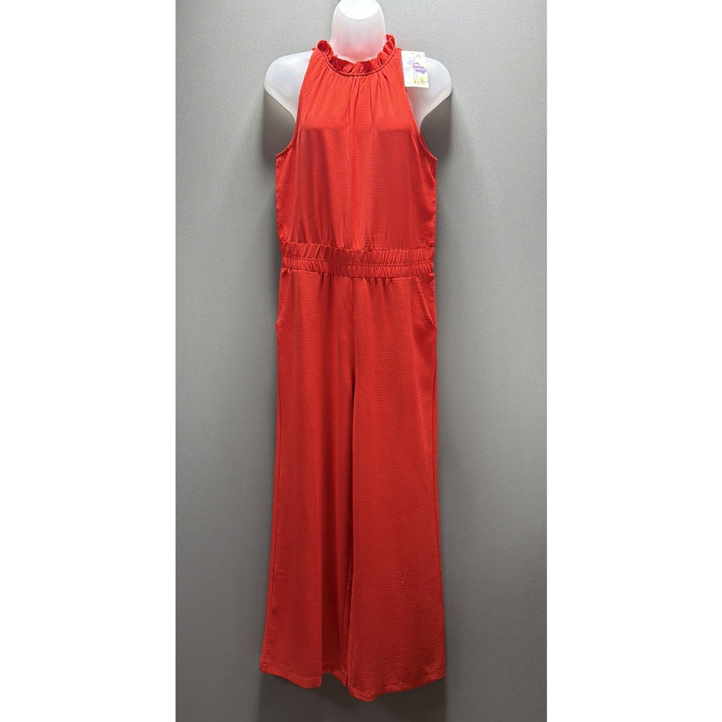 Ee:some Women’s Red Wide Leg Romper Jumpsuit Size Large Pockets Stretch NWT