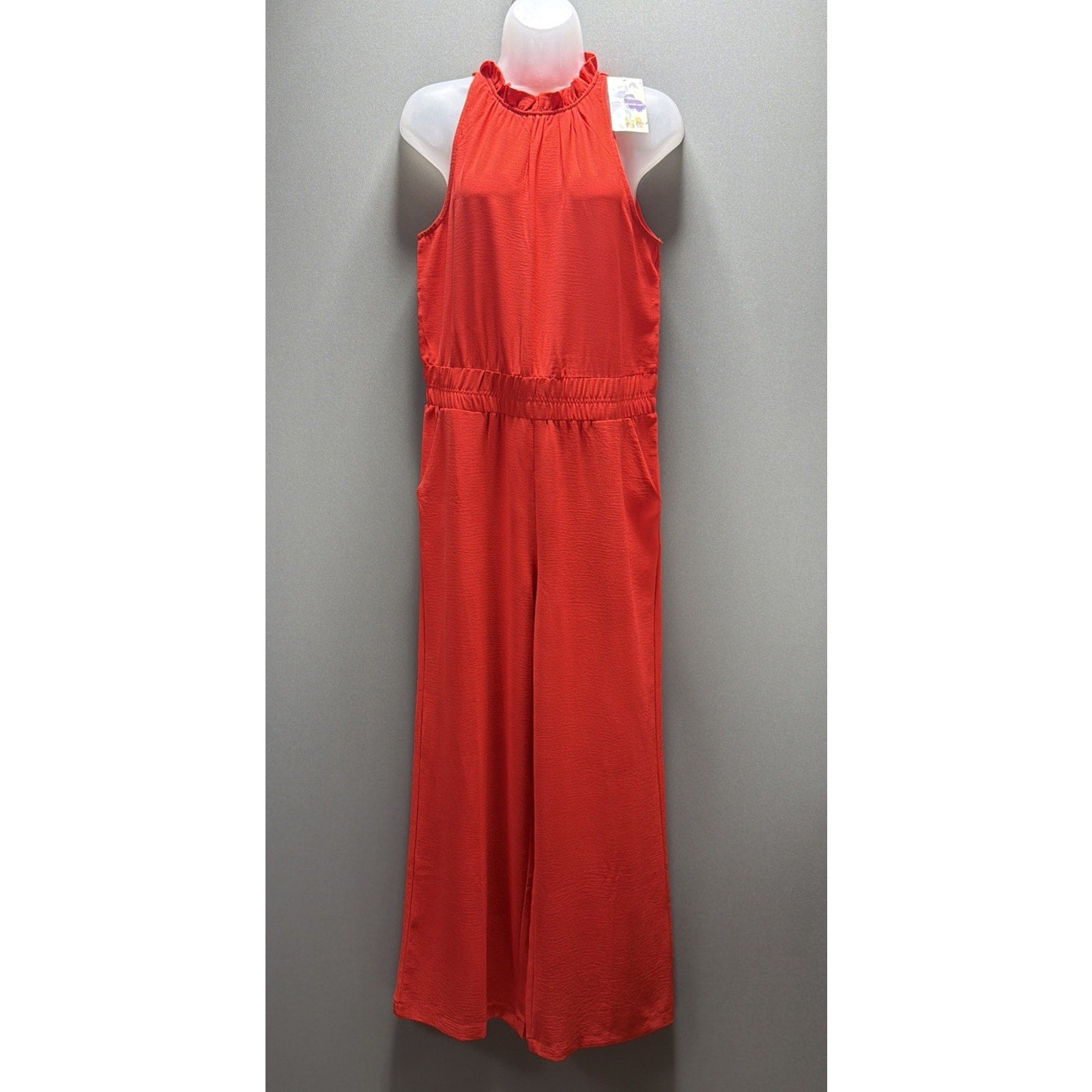 Ee:some Women’s Red Wide Leg Romper Jumpsuit Size Large Pockets Stretch NWT
