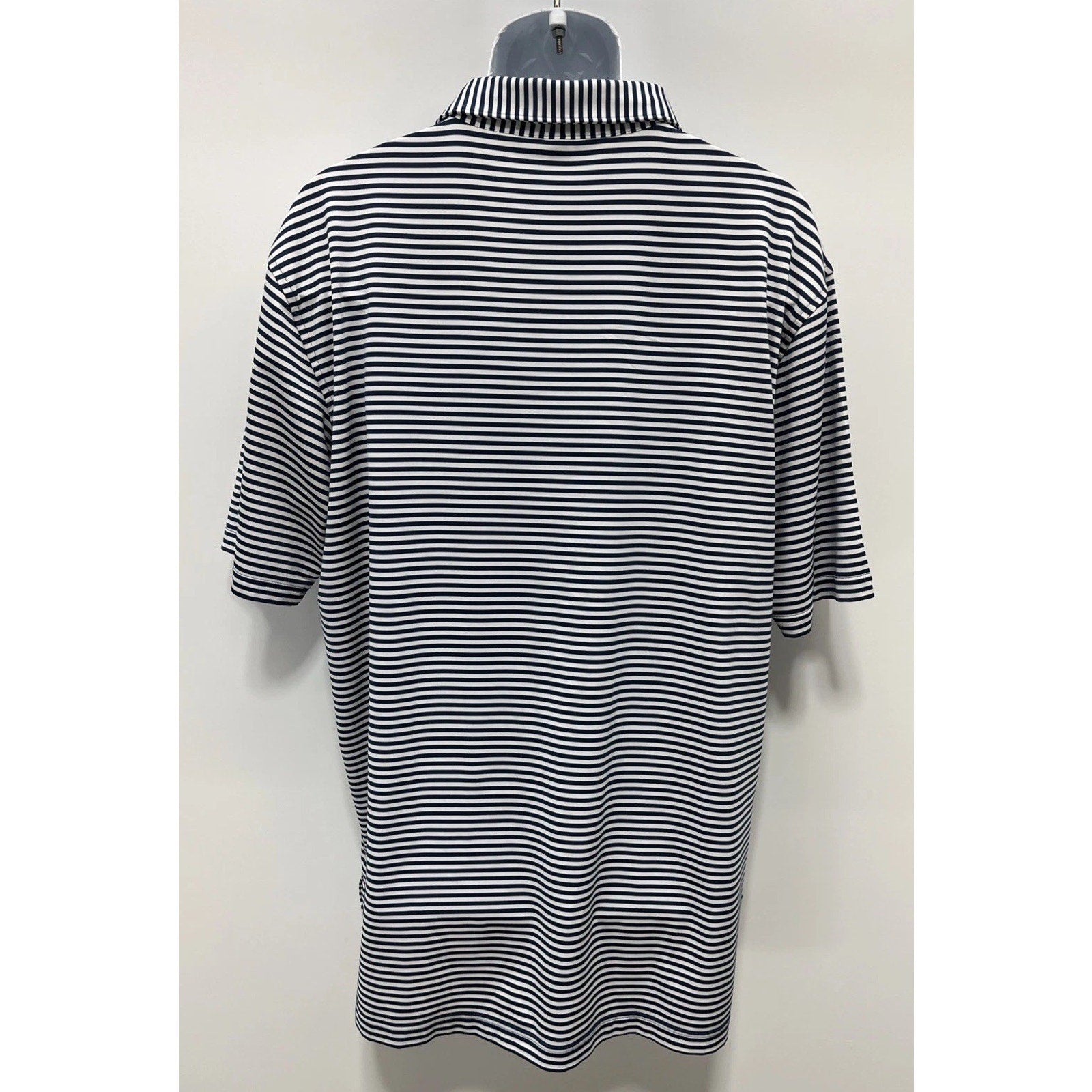 Peter Millar Summer Comfort Shirt Men's XL Blue White Striped Polo Stretch