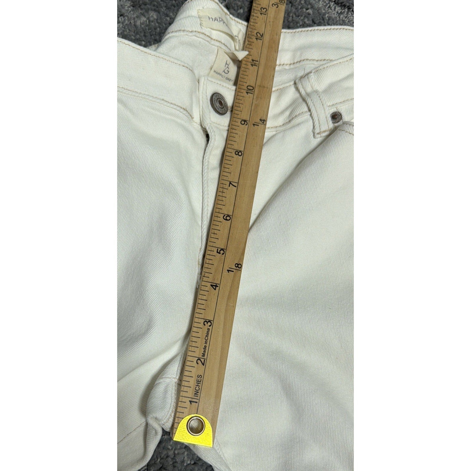 Happily Grey Jeans Womens 9/29 White Flare Leg High Rise Retro Style Stretch