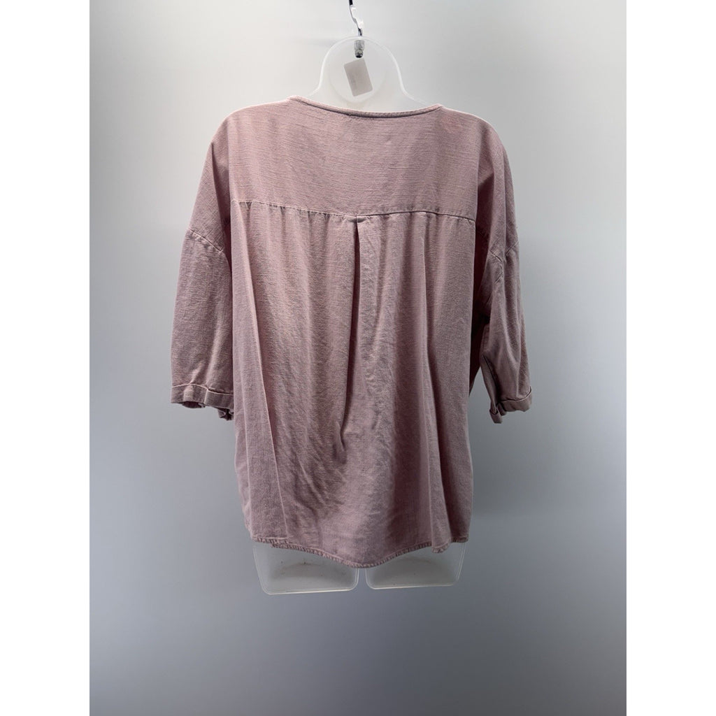Umgee Women's Dusty Rose Long Sleeve Twist Detail Knit Top Size S Oversized Boho