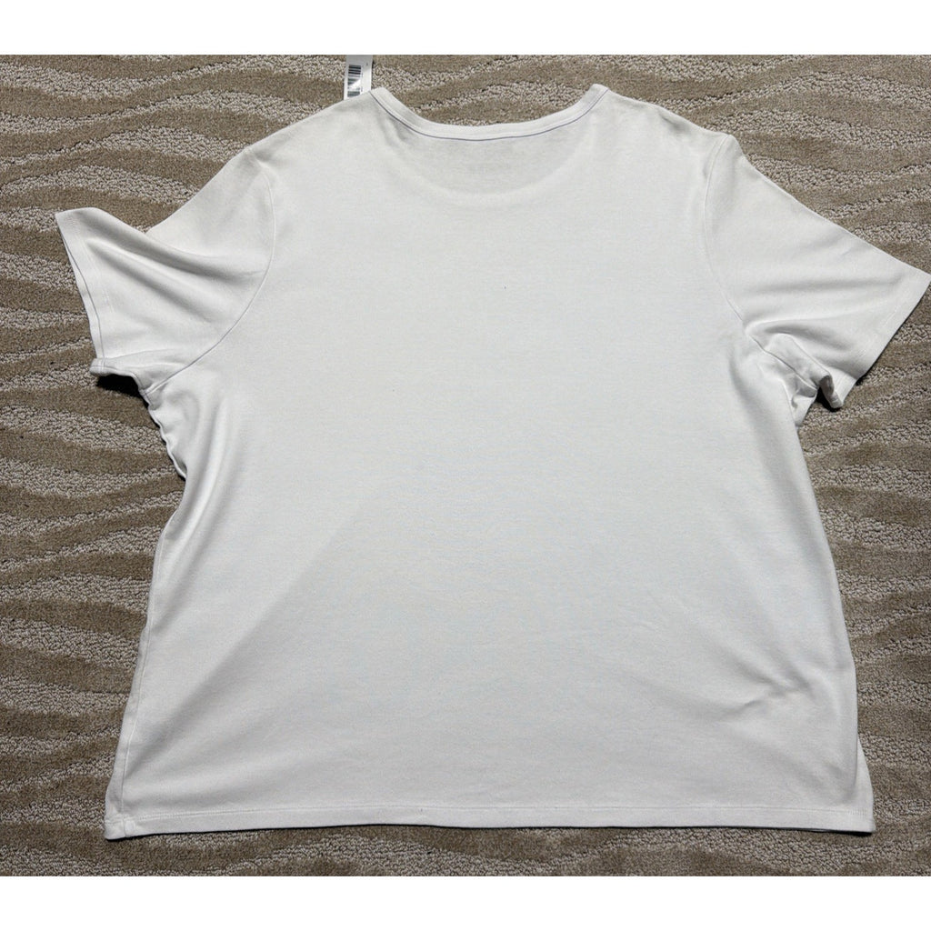 Pendleton Womens White Ribbed Short Sleeve Knit Top WB663-60120 Plus Size 3X NWT