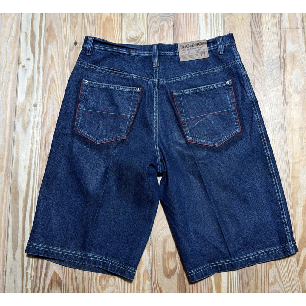 Vintage Bugle Boy Shorts Mens 36 Blue Denim Jorts Baggy Grunge Skater 90s Y2K