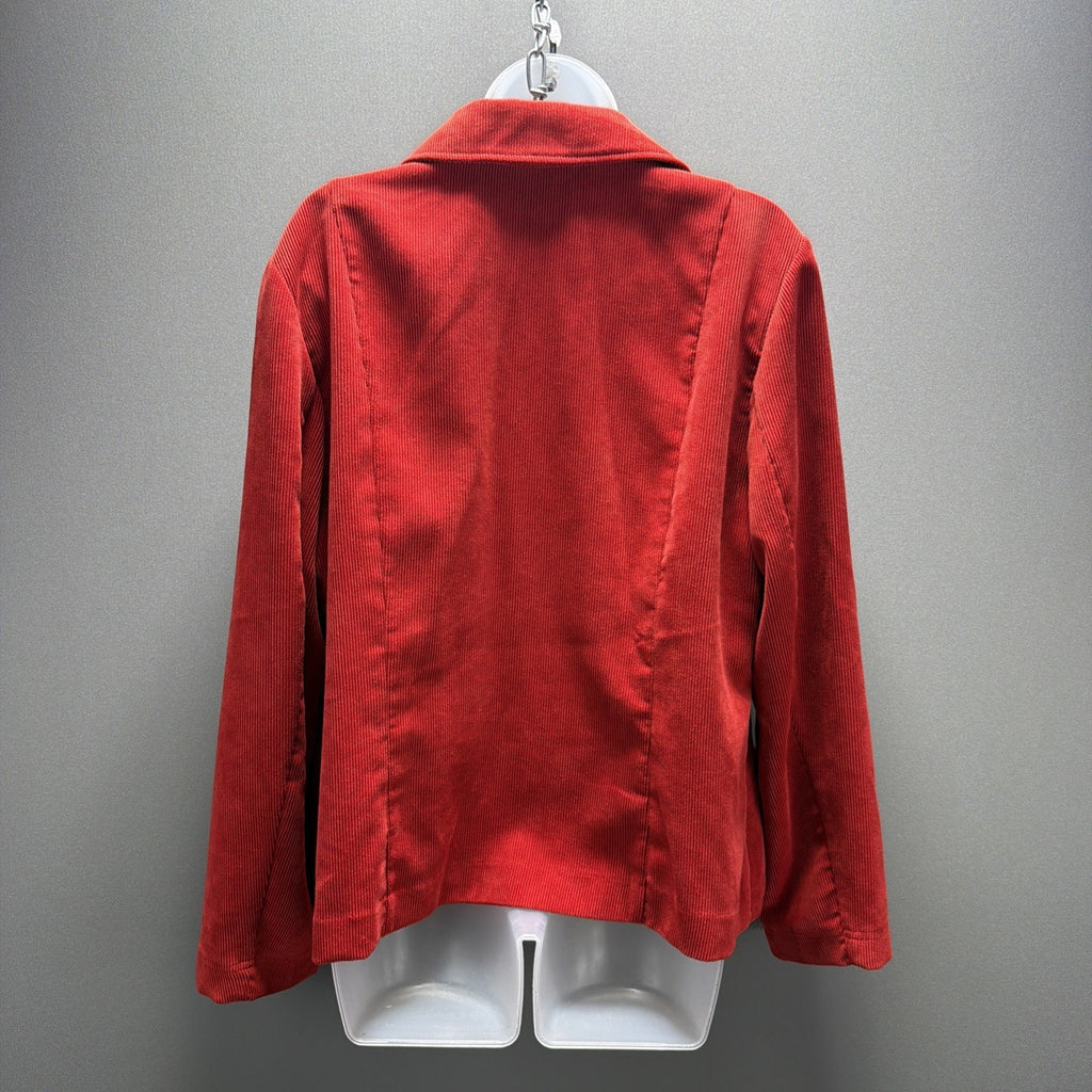 Womens Red Corduroy Button Jacket Blazer Size L by Requirements Career Casual