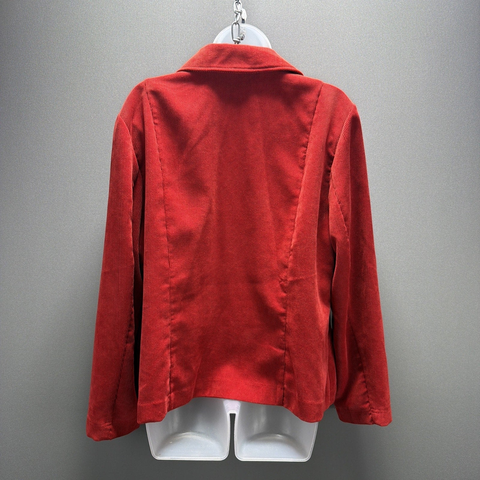 Womens Red Corduroy Button Jacket Blazer Size L by Requirements Career Casual
