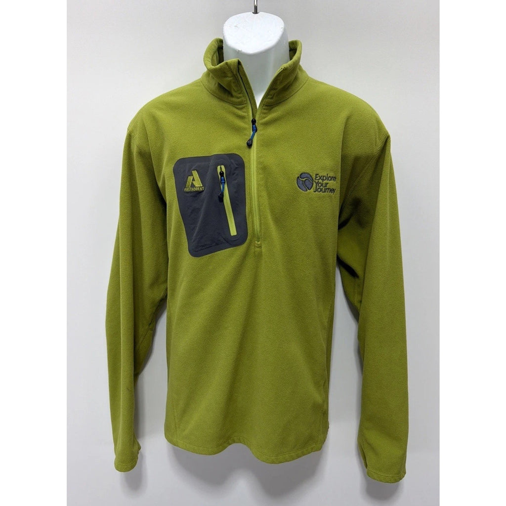 Eddie Bauer First Ascent Sweater Adult XL Green Micro Fleece 1/4 Zip Pockets