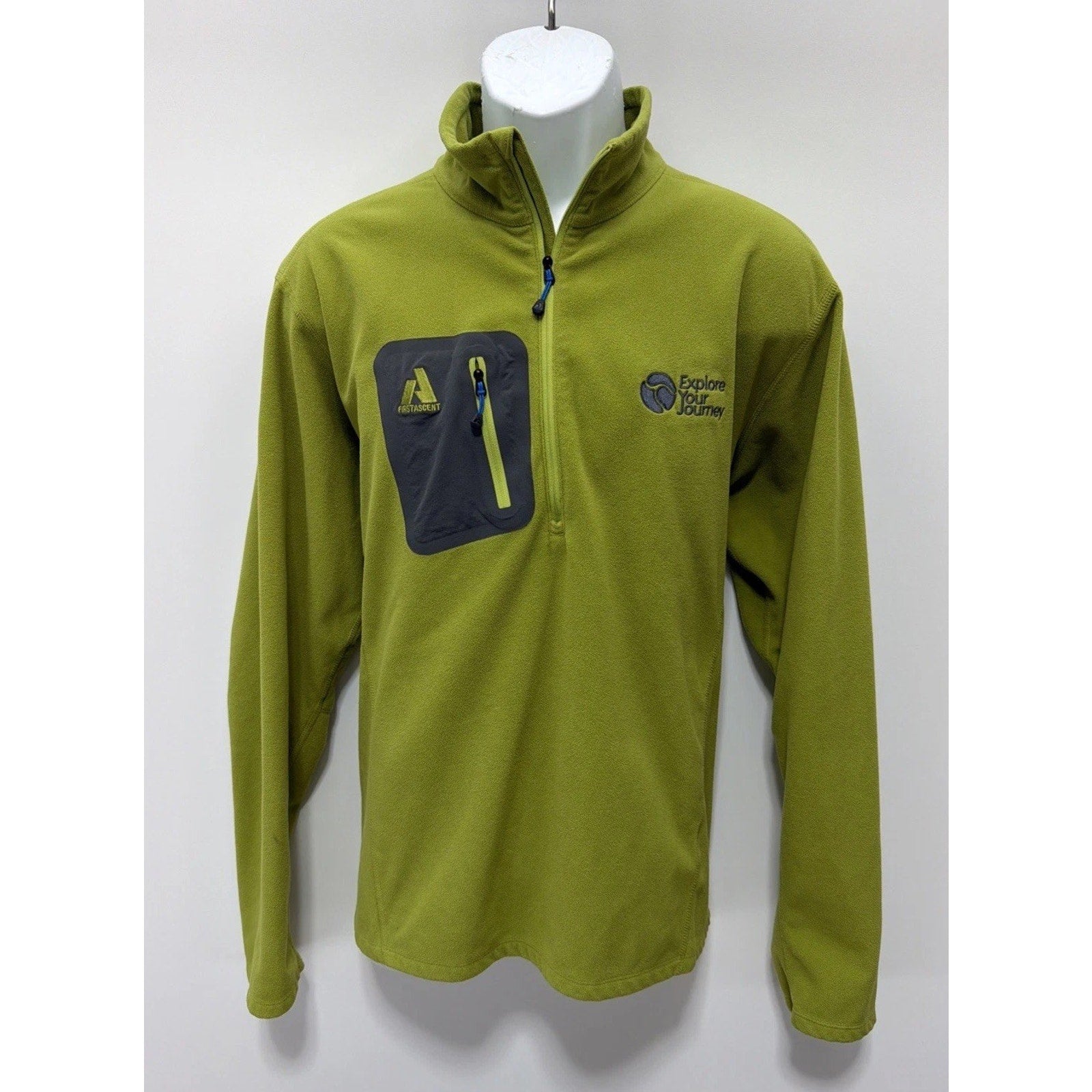 Eddie Bauer First Ascent Sweater Adult XL Green Micro Fleece 1/4 Zip Pockets