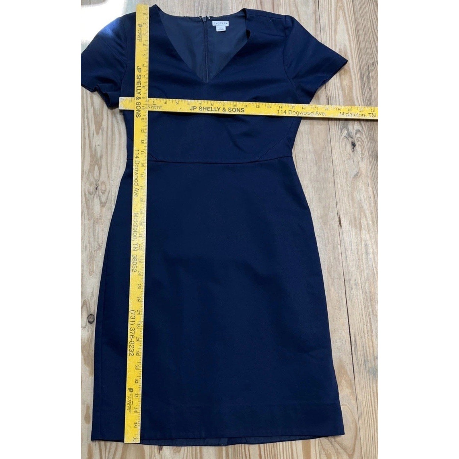 J. Crew Navy V Neck Cap Sleeve Dress Sheath Size 4