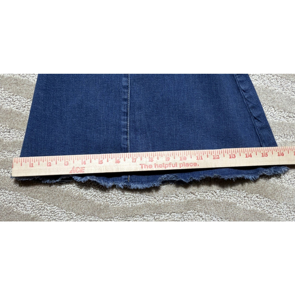 Judy Blue Jeans Womens 9/29 Blue Denim Super Flare Stretch Distressed Raw Hem