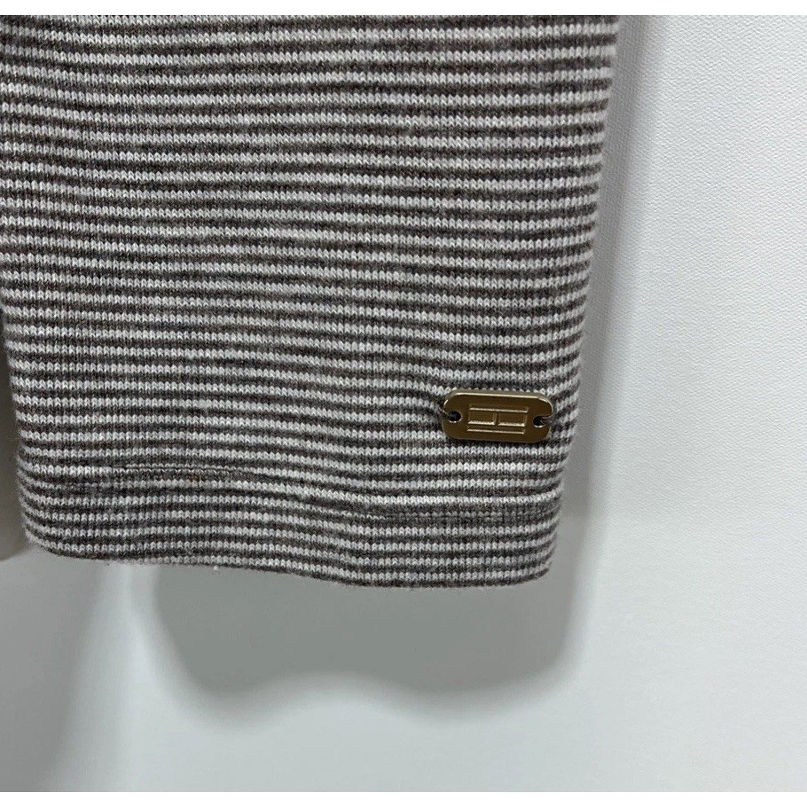 Tommy Hilfiger Sport Oversized Long Sleeve Gray Stripe Size Small