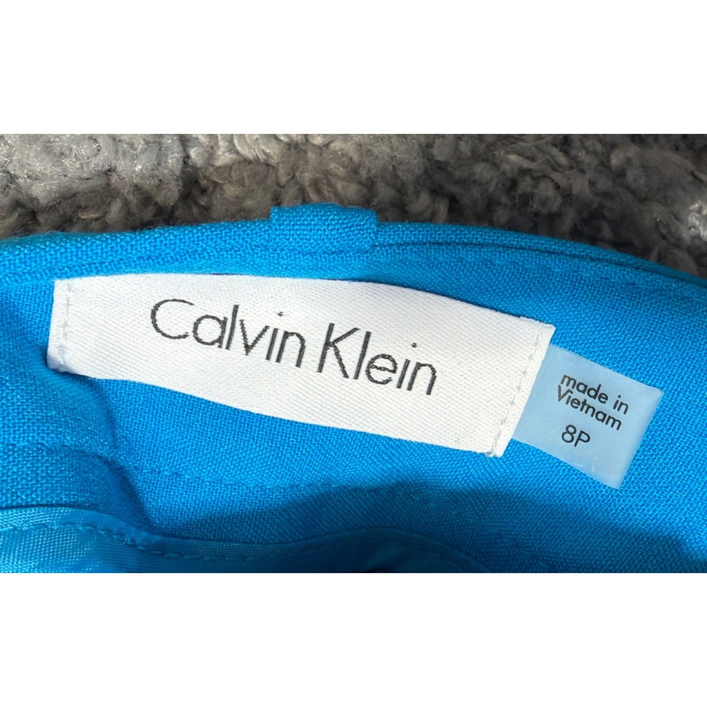 Calvin Klein Skirt Womens size 8 Petite Blue Straight Lined Stretch Career New