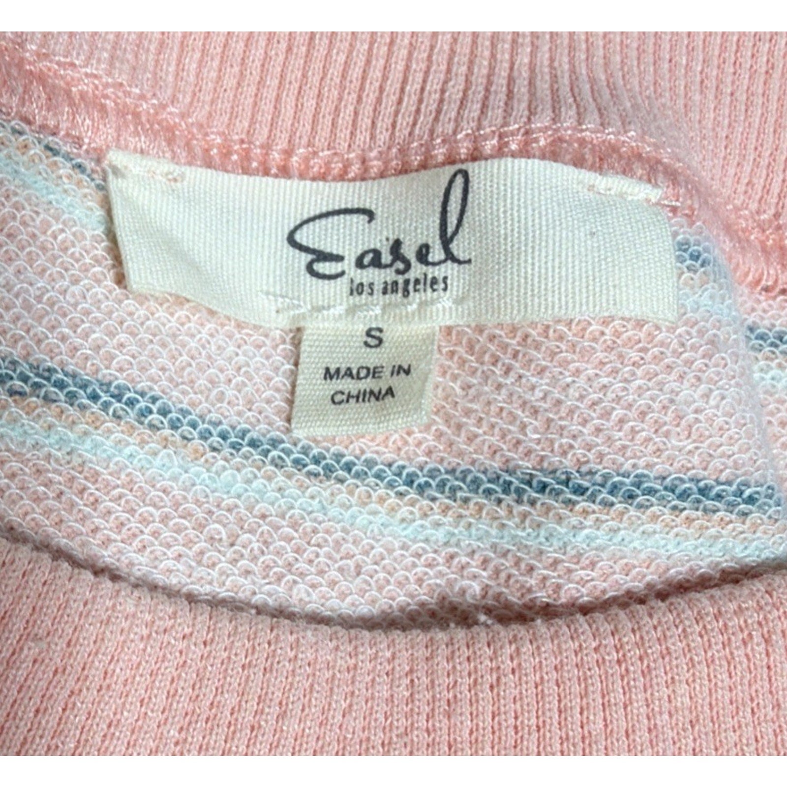 SIZE S EASEL PEACH DOWNTOWN GIRL STRIPED OVERSIZED BOXY TOP MINIMALIST