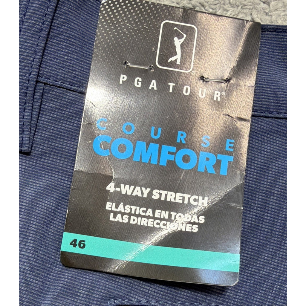 PGA Tour Course Comfort 4-Way Stretch Men's Golf Shorts 46 NWT Navy Blue