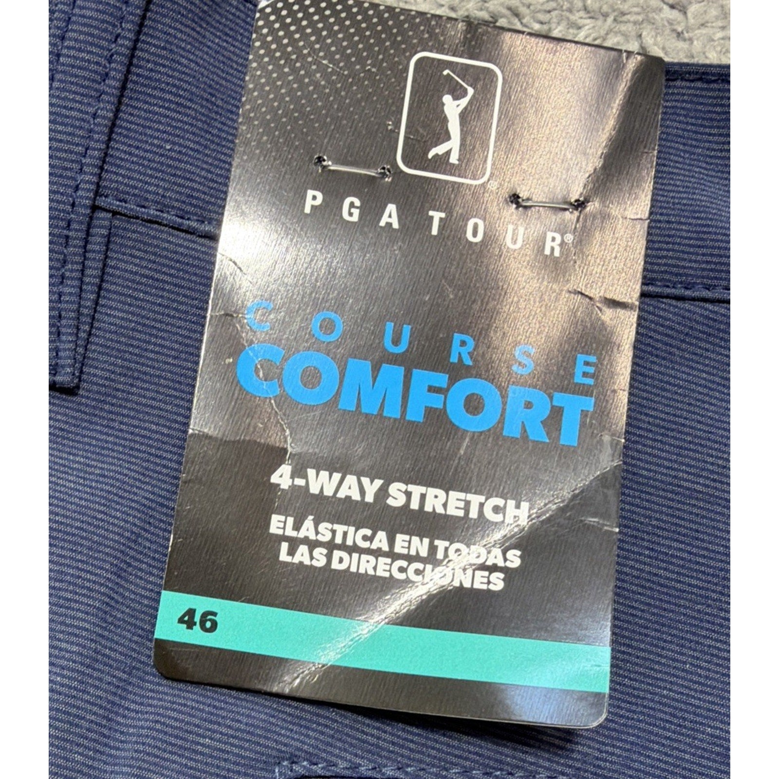PGA Tour Course Comfort 4-Way Stretch Men's Golf Shorts 46 NWT Navy Blue