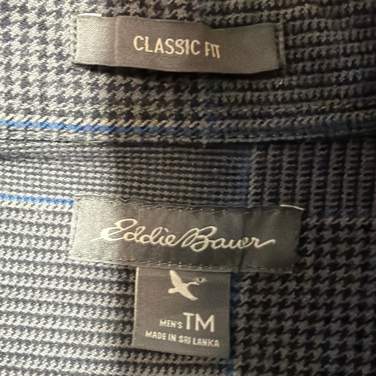 Eddie Bauer Flannel Shirt Mens M Tall Gray Blue Outdoors Favorite Classic Fit