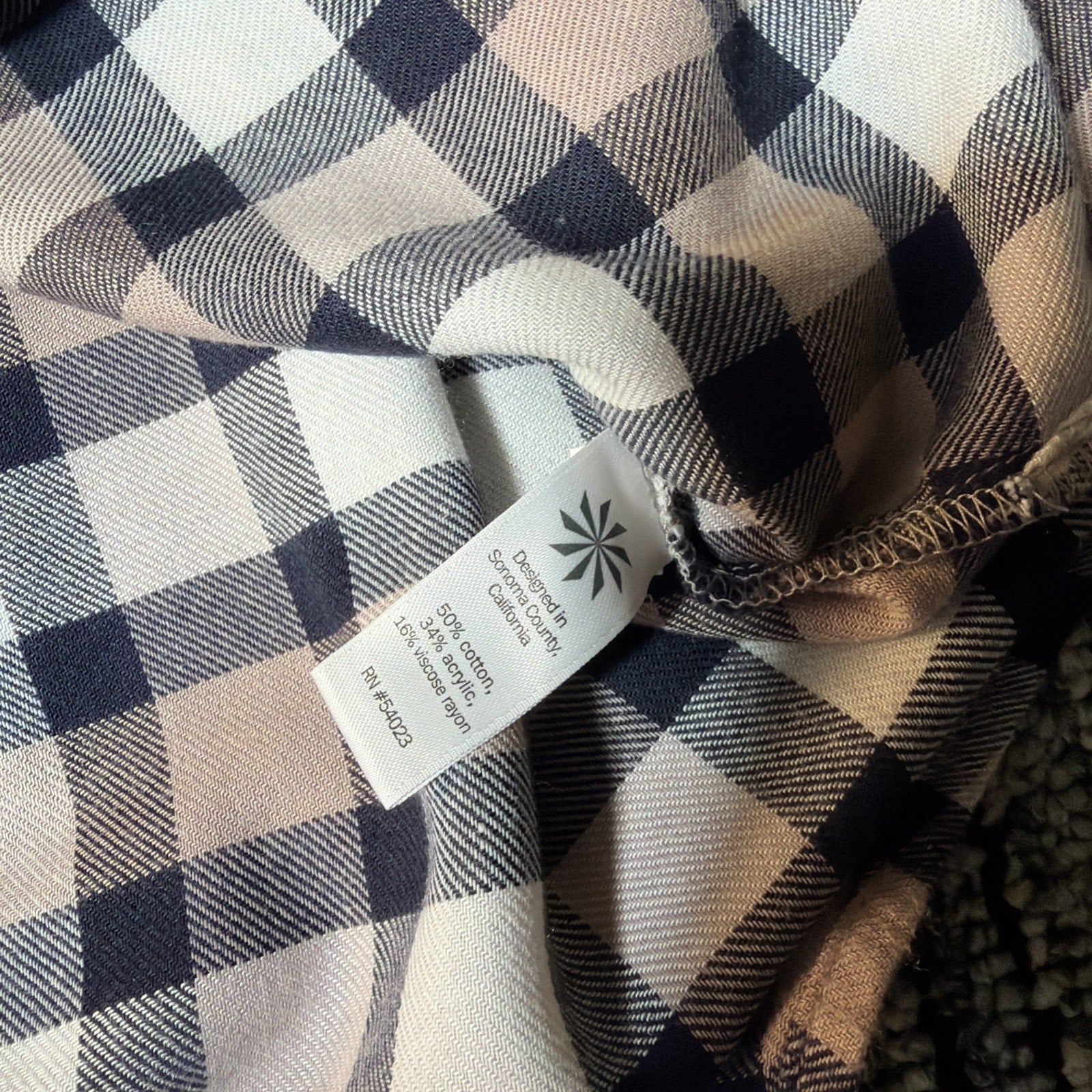 Athleta Pink Navy Lumberjilll Cotton Blend Plaid Button Down Shirt Size M