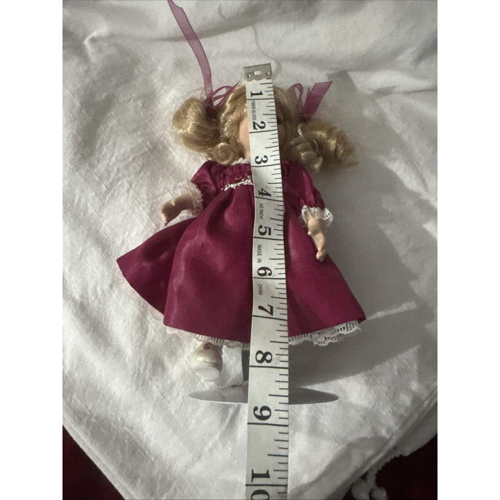 Marie Osmond Tiny Tot Doll HELENA with stand. 8 inches. 2005 #5328 - PreOwned.