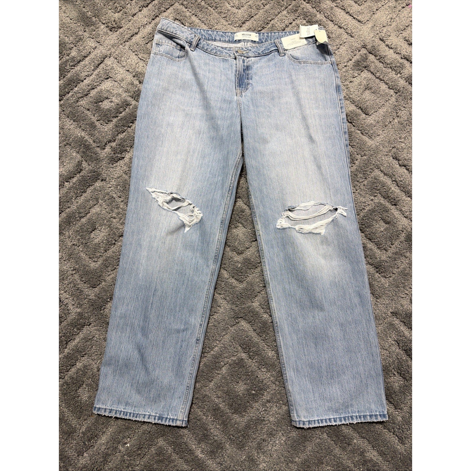 Hollister Womens Low Rise Loose Straight Leg Denim Jeans Size 16R 40x31