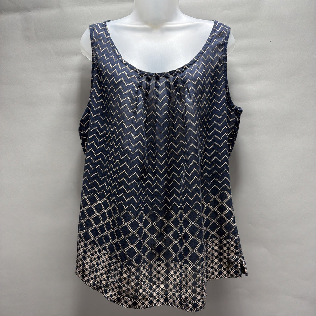 Eddie Bauer Women's Tank Shirt Blue Size L Sleeveless Blouse Top 100% Cotton