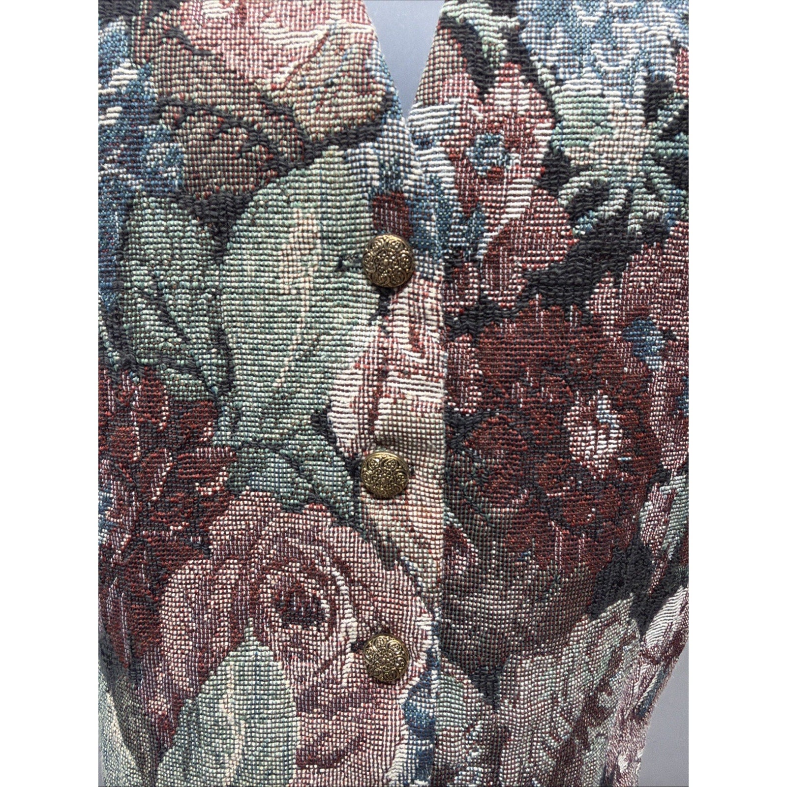 Vintage Tapestry Vest Floral Size Medium By Best United Garment Co. Made In USA