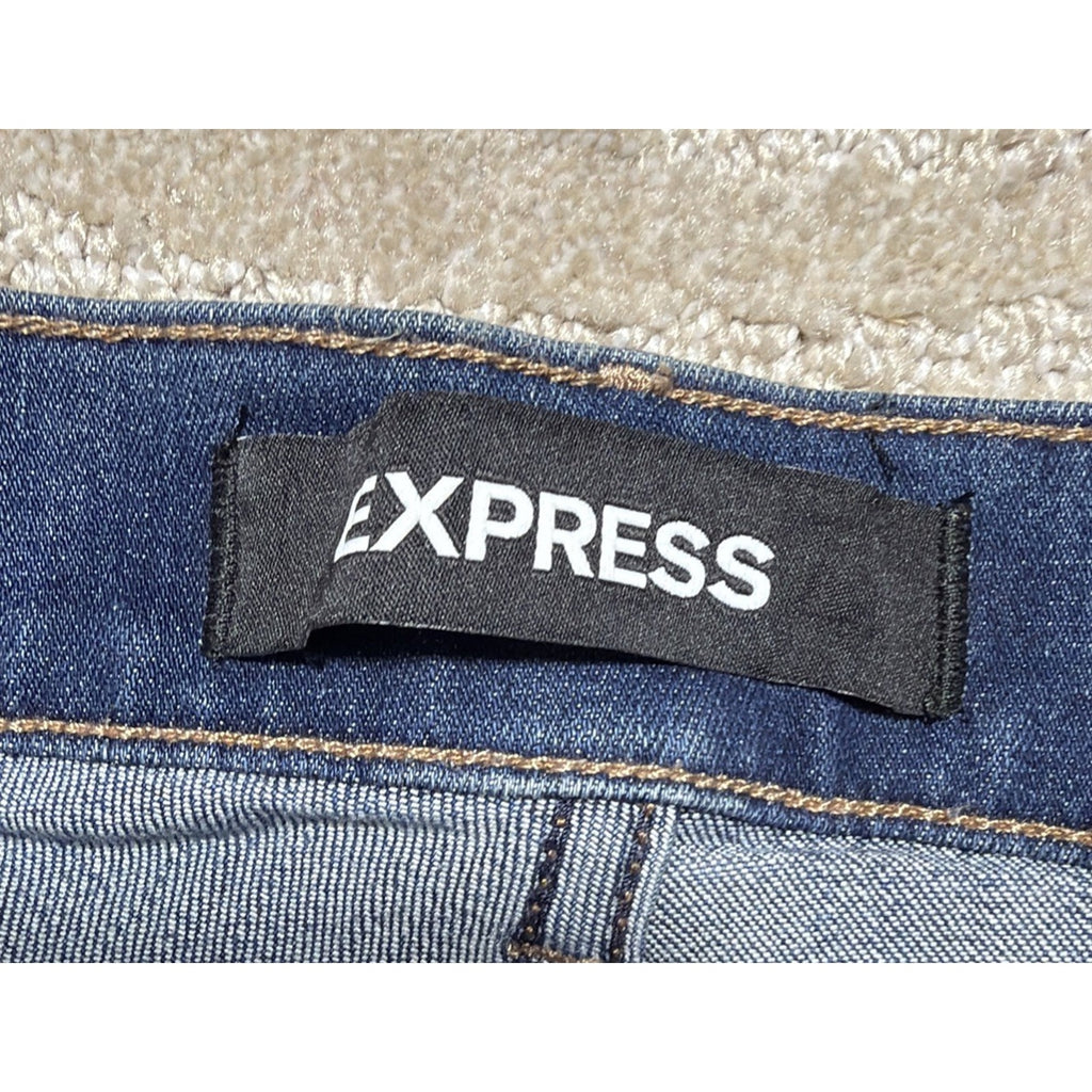 Express Jeans Womens 4R Barely Boot Mid Rise Distressed Denim Stretch New 28x33