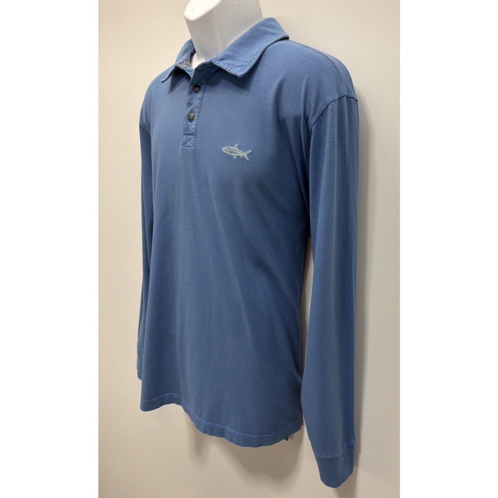 Orvis Mens L Size Collared Sweatshirt Blue Cotton Outdoor Fishing Pullover