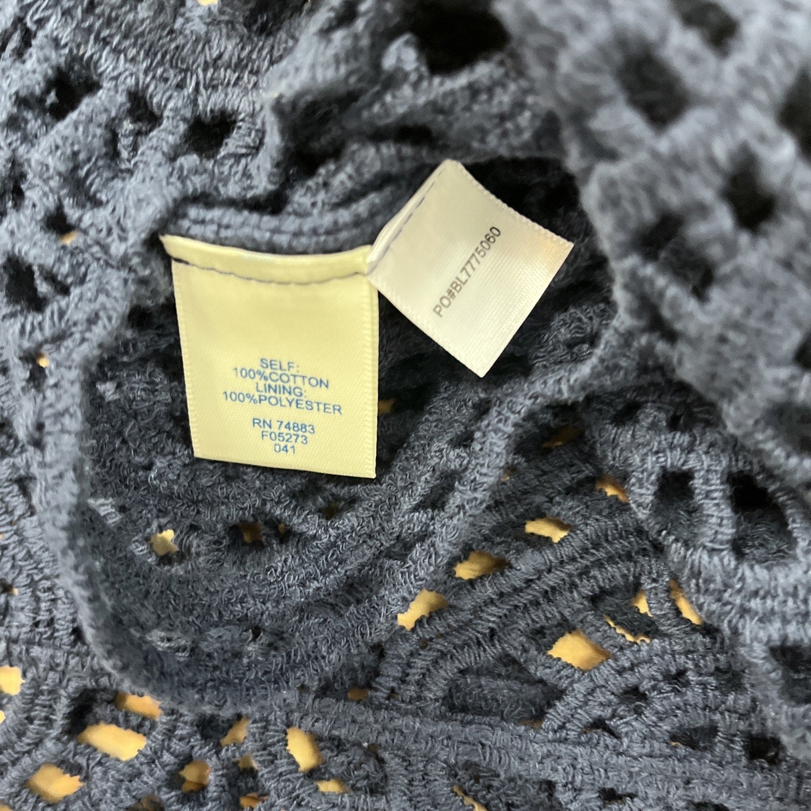 Bedford Fair Top Crochet Blue Open Knit Short Sleeve Women's M