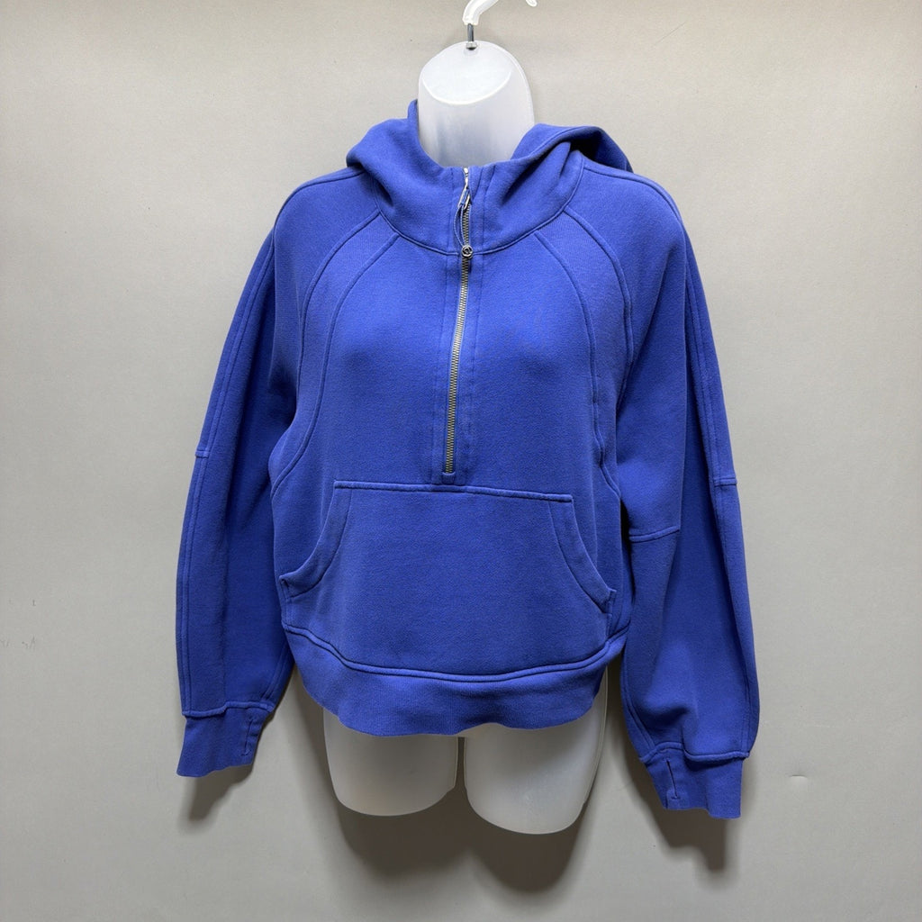 Lululemon Scuba Oversized Half Zip Hoodie Womens M/L Blue Purple Cropped Funnel